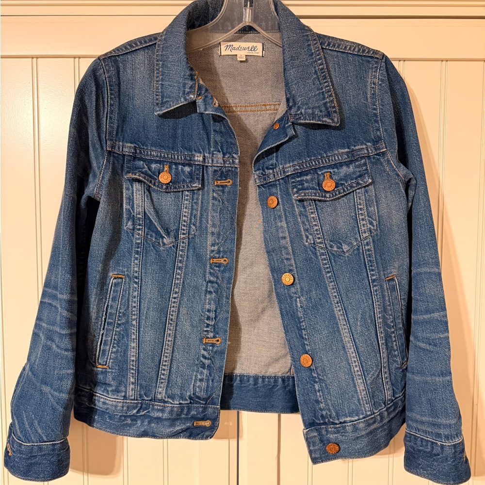 Madewell Medium Blue Denim Jacket with Button-Front